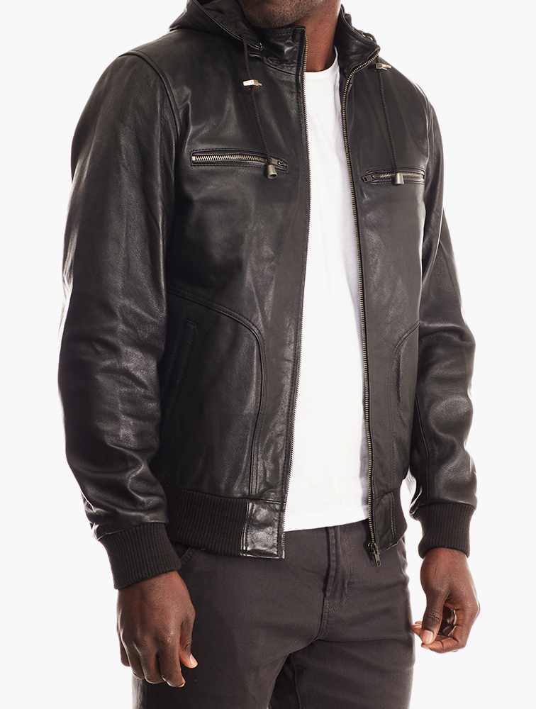 MyRunway | Shop Supreme Leather Black Detachable Hooded Leather